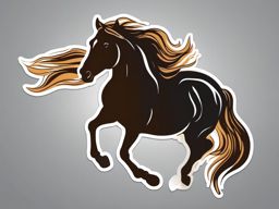 Horse Sticker - A galloping horse with flowing mane, ,vector color sticker art,minimal