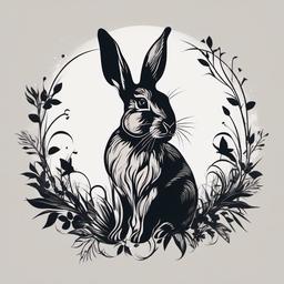 rabbit silhouette tattoo  minimalist color tattoo, vector