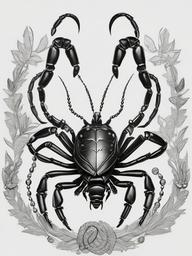 drawing of a scorpion with jewels  minimal rough sketch scribbles,doodles,black and white