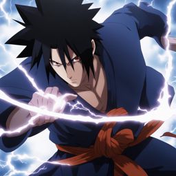 sasuke uchiha perfects his chidori technique in a hidden training ground. 