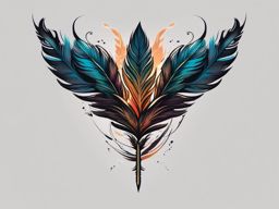 Hexed feathers float, leaving a cursed plume mark in the tattoo.  simple color tattoo style