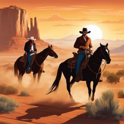 wild west adventure - paint an adventure in the wild west, with cowboys, outlaws, and vast prairies. 