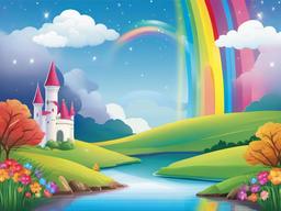 Rainbow clipart - rainbow in a magical fairy tale scene  