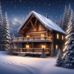 Christmas Scenery Wallpaper in Cozy Cabin Retreats in a Winter Wonderland Setting intricate details, patterns, wallpaper photo