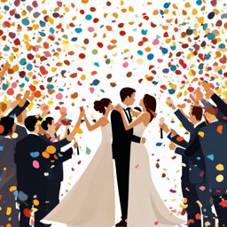 Wedding Confetti clipart - Throwing confetti at the newlyweds, ,vector color clipart,minimal