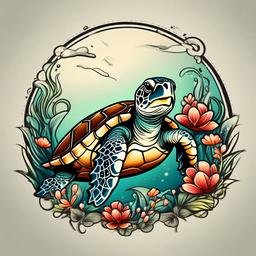 Cartoon Sea Turtle Tattoo - Infuse a playful and lighthearted vibe with a cartoon sea turtle tattoo, featuring whimsical designs inspired by animation.  