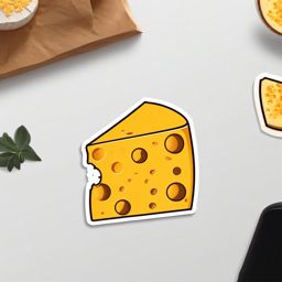 Cheese Sticker - Wedge of cheese for dairy lovers, ,vector color sticker art,minimal