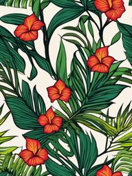 tropical vine tattoo  simple vector color tattoo