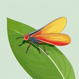 Leafhopper Clip Art - A leafhopper on a plant,  color vector clipart, minimal style