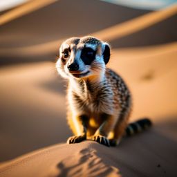 Cute Meerkat on a Sunlit Dune 8k, cinematic, vivid colors