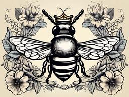 bee crown tattoo  vector tattoo design