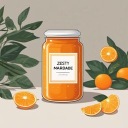 Orange Marmalade Jar Clipart - A jar of zesty orange marmalade with a label.  color vector clipart, minimal style