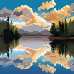 Cloud clipart - clouds reflecting on a lake  