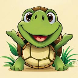 Turtle clipart - cartoon turtle with a big smile  