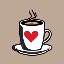 Coffee Cup with Heart Sticker - Coffee cup with a heart-shaped design, ,vector color sticker art,minimal