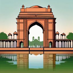 New Delhi clipart - India Gate and Jama Masjid in India,  color vector clipart