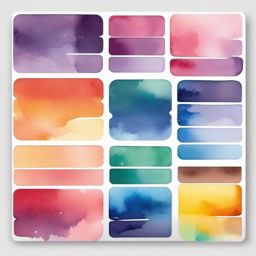 Palette with Watercolor Splashes Sticker - Palette surrounded by watercolor splashes, ,vector color sticker art,minimal