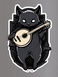 Banjo-playing Bat sticker- Nocturnal String Serenade, , sticker vector art, minimalist design