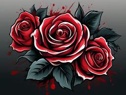 Bloody Rose Tattoo-Expression of intensity and passion with a bloody rose tattoo, capturing the essence of deep emotions and dramatic beauty.  simple vector color tattoo