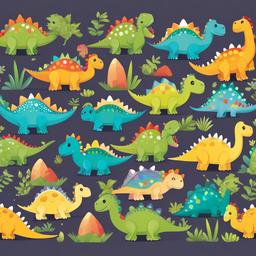 Cute Dino Clip Art,Adorable illustrations of cute dinosaurs  vector clipart
