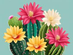 Cactus clipart - cactus with colorful flowers on top  