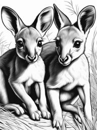 baby kangaroos (joeys) cute animals coloring page 