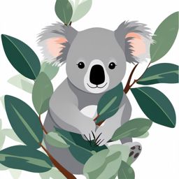 Koala Clipart - Koala napping in the eucalyptus tree , minimal, 2d