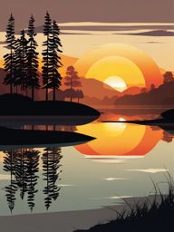 Sunrise Reflections clipart - The lake reflecting a beautiful sunrise., ,vector color clipart,minimal