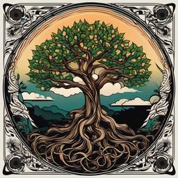 root tree tattoo  simple vector color tattoo