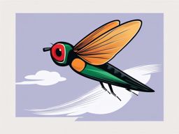 Active Fly in Flight Clip Art - Active fly swiftly flying through the air,  color vector clipart, minimal style