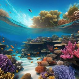 Great Barrier Reef Landscape - A Great Barrier Reef landscape with vibrant coral reefs and marine life  8k, hyper realistic, cinematic