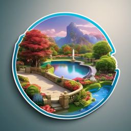 Sculpture Garden sticker- 3D Masterpiece Haven, , color sticker vector art