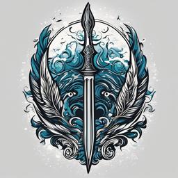 Trident Poseidon Tattoo-Bold and dynamic tattoo featuring Poseidon's trident, capturing themes of the sea and power.  simple color vector tattoo
