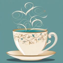 Teacup Clipart - A dainty teacup filled with aromatic herbal tea, delicate steam rising in spirals, a soothing moment.  color clipart, minimalist, vector art, 