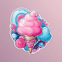Cotton Candy Sticker - Sweet carnival delight, ,vector color sticker art,minimal
