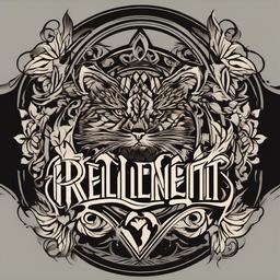 Resilient Tattoo-Inspirational tattoo featuring the word Resilient, capturing themes of strength, perseverance, and overcoming challenges.  simple color vector tattoo