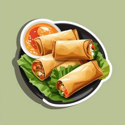 Vegetarian Spring Rolls Sticker - Enjoy the light and crisp goodness of vegetarian spring rolls, , sticker vector art, minimalist design