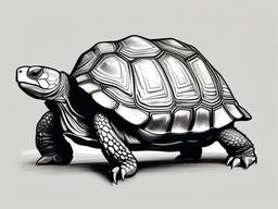 drawing of a African spurred tortoise  minimal rough sketch scribbles,doodles,black and white