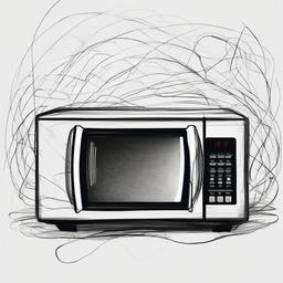 drawing of microwave  minimal rough scribbles,doodles,black and white