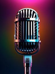 Classic Microphone - A classic microphone with a metal stand and grille hyperrealistic, intricately detailed, color depth,splash art, concept art, mid shot, sharp focus, dramatic, 2/3 face angle, side light, colorful background