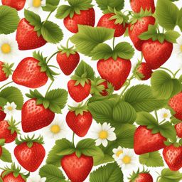 strawberry clipart: growing in a sun-kissed strawberry field. 