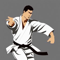 Judo Throw Clipart - A Judo practitioner executing a throw.  color vector clipart, minimal style