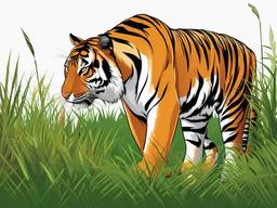 Tiger clipart - tiger stalking its prey in the grass  