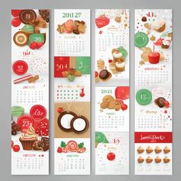 Calendar clipart - holiday countdown calendar with treats  color,minimalist,vector clipart