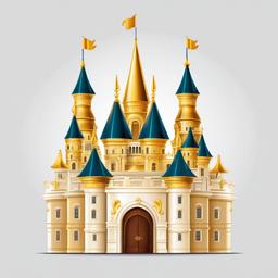 Royal castle with a golden crown on top clipart.  vector style illustration, white background