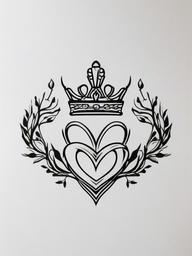 simple irish claddagh tattoo  simple color tattoo,minimal,white background