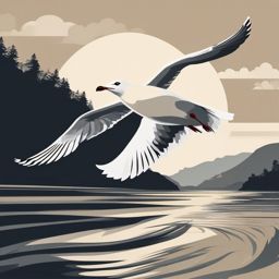 Seagull Landing clipart - Seagull gracefully landing, ,vector color clipart,minimal