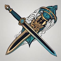 fantasy sword tattoo  simple vector color tattoo
