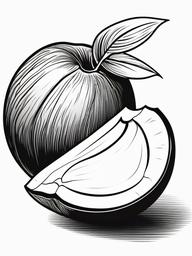 Fruit Coloring Pages - Whole coconut with one half opened  simple coloring pages