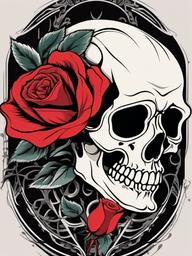 skeleton with rose tattoo  simple vector color tattoo